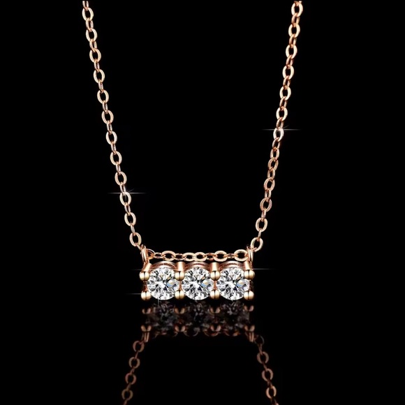 Certificated Moissanite Diamond Necklace Original 925Sterling Silver&Gold Plated - Picture 4 of 9
